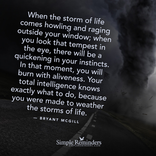 bryantmcgill: “When the storm of life comes howling and raging outside your window; when you l