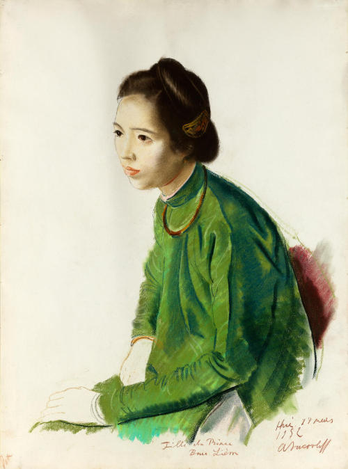 Alexander Yakovlev (b.1887 - d.1938), ‘Portrait of a Vietnamese Princess’, gouache, char