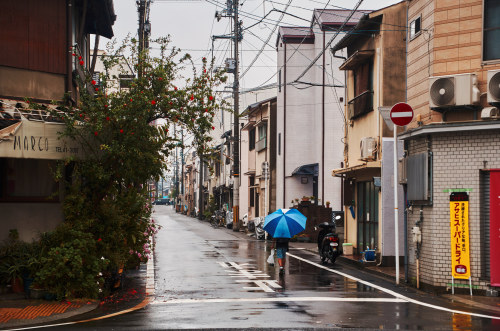 Leaving school in the rain,Ehime pref,Japan : 愛媛県、雨の中の下校 by Makoto Aoki Via Flickr: Ricoh GXR A16 24