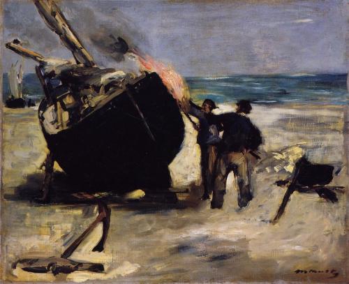 Édouard Manet (1832–1883) - Tarring the Boat (Le Bateau goudronné) (1873)