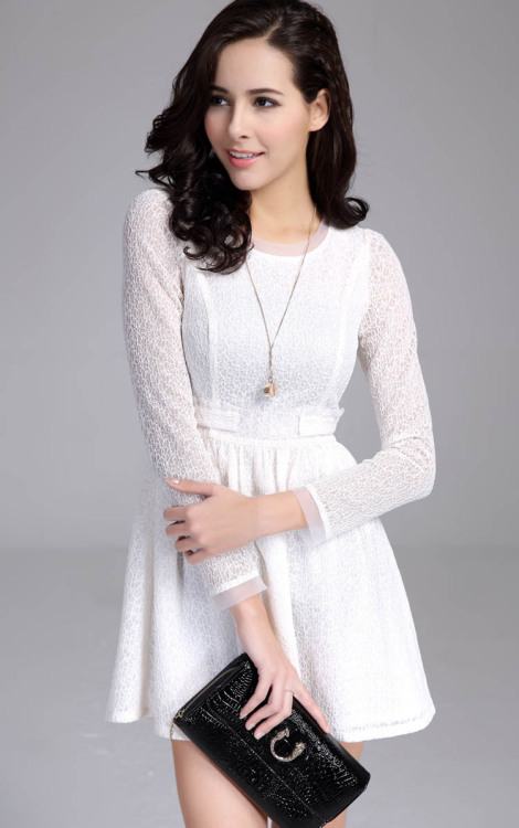 2014 new arrival short dress. Jewel neck. Long sleeves. Fabric: Composite lace. Color: Pink/White/Bl