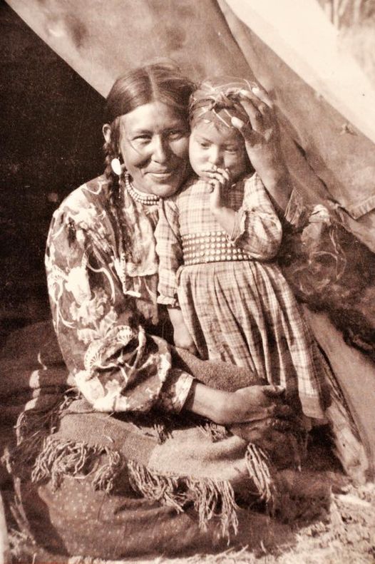 Tsuu T'ina Mother And Daughter. Ca.1900. Alberta, Canada.