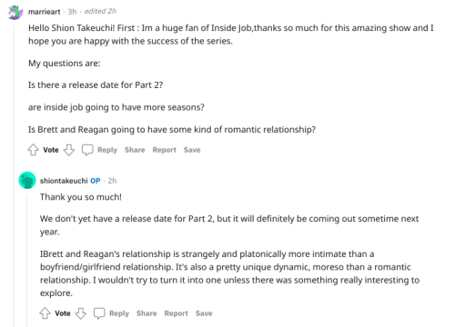 cognitosclowns:Some highlights from the Shion Takeuchi/Inside Job Reddit AMA!! I probably missed a b