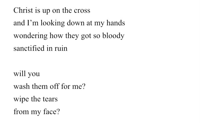 fragmentsofbittersweet:the same sin binds us.lisa villemaire, ‘I have never been very good at asking for what I want’ / hannibal (2013-2015) / anne carson, ‘grief lessons: four plays by euripides’ / the borgias (2011-2013) / haruki murakami, ‘norwegian