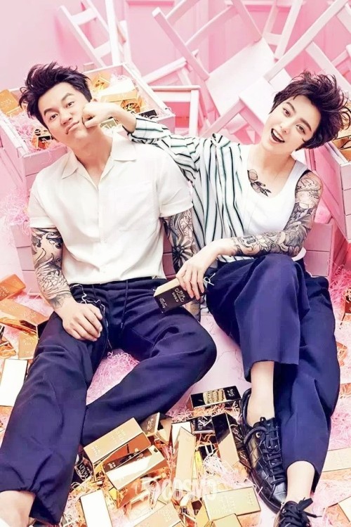 literallyadramaqueen: Fan Bingbing &amp; Li Chen rocking matching clothes and tattoos for COSMO 