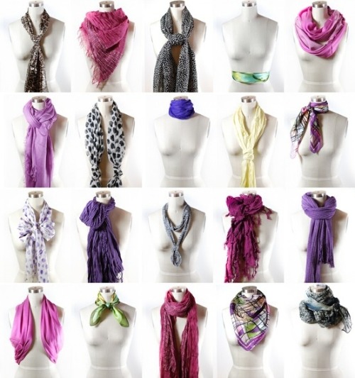 truebluemeandyou: Fifty Ways to Tie a Scarf from Scarves Dot Net here (look at high res version).&nb