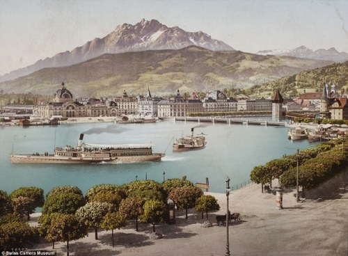 Boats in the city of Lucerne, taken some time between 1889 and 1902