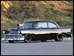 chromencurves:  My dream ‘57! Modern wheels,