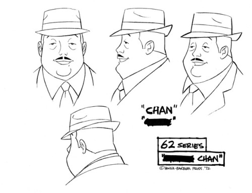 Model sheets for the characters from Hanna-Barbera’s 1972 animated show, The Amazing Chan and 