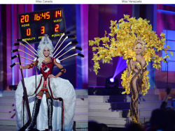 kangamommy:  destielsfalling:  howtobeafuckinglady:  The National Costume portion of the Miss Universe Pageant is always the most amazing shit show on earth every year   oh canada… im not even from canada and I love you.   What the living hell is this?