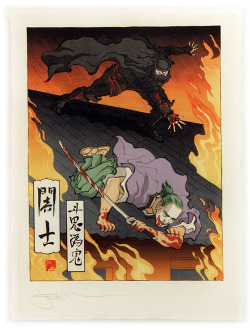 xombiedirge:  Descent Into Madness by Jed Henry / Tumblr / Store Part of the Ukiyo-e Heroes 2 art show opening today, 1st June 2013, at Gallery Nucleus
