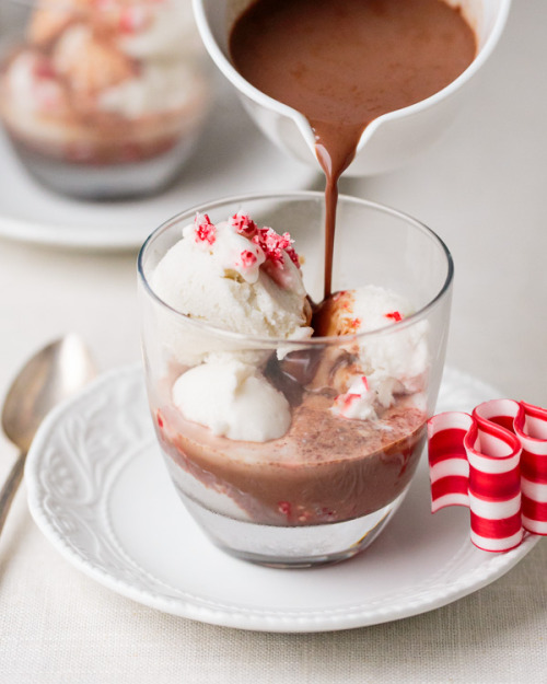 sweetoothgirl:Peppermint Ice Cream and Hot Cocoa Affogato