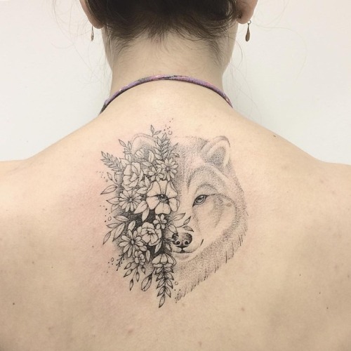 Wolf tattoo with flowers My spirit animal  Animal tattoos for women Wolf  tattoos for women Nature tattoo sleeve