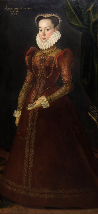 jeannepompadour:Portrait of Countess Palatine Barbara of Zweibrücken-Neuburg by the Master of the Vo