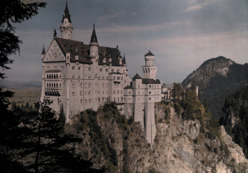 A view of the grand white castle of Schloss Neushwanstein in Germany, 1925.Photograph by Hans Hilden