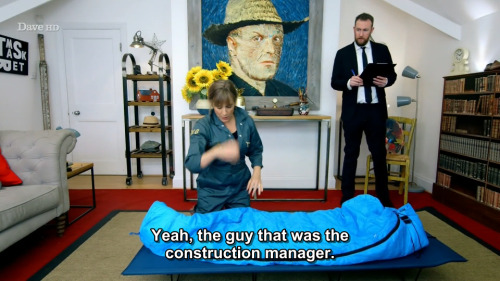 taskmastercaps: [ID: Eight screencaps from Taskmaster. Mel Giedroyc, trying to identify objects hidd