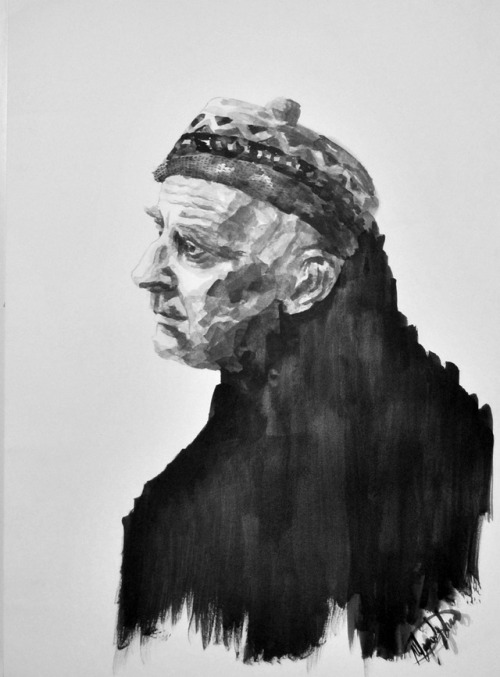 vale-agapi: Nikos Kavvadias Greek poet portrait ink on paper 50x70cm by Val