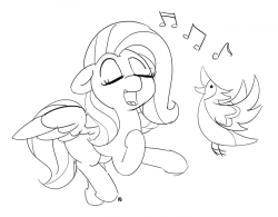 30minchallenge:Fluttershy is getting some practice singing with one of her bird friends! I bet it sounds wonderful!!Thanks for participating, Pabbles. Hope you had fun!We hope to see you back her in a little bit for the Luna Challenge!!Artists Included: