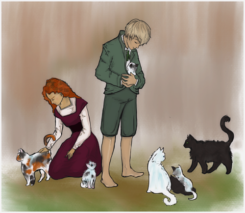 gyldenstjerne:Angelica befriending a visiting cat, and Benvenuto introducing Tonino to Vittoria’s fo
