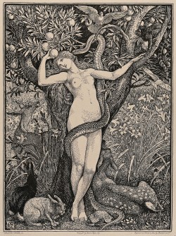 nemfrog:The serpent seduces Eve. Walter Crane.