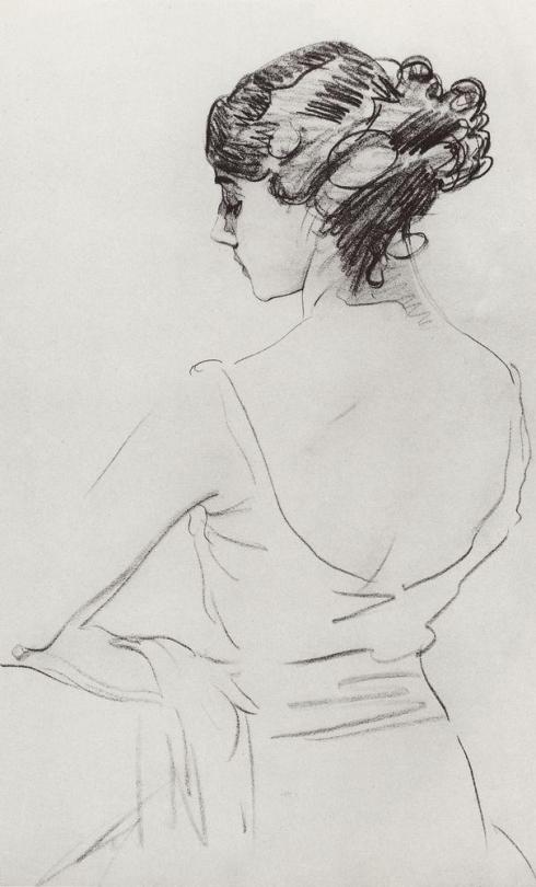 Portrait of Ballet Dancer T. Karsavina, 1909, Valentin Serov Medium: pencil,paper
