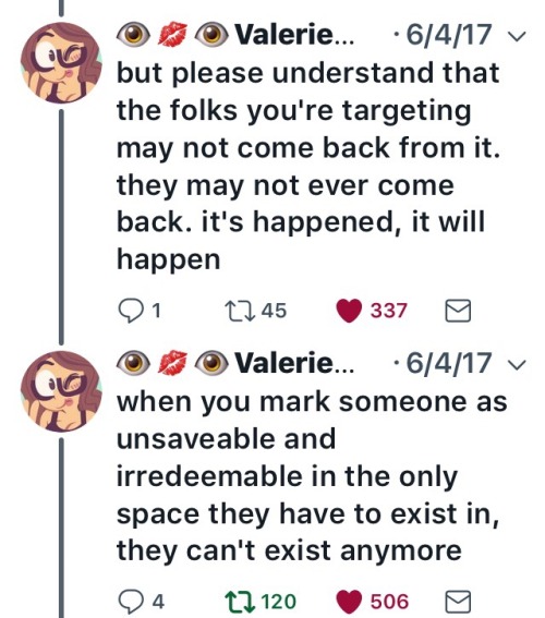 korrasera:nonbinarypastels:[Image Description: Screenshots of a series of tweets by a user named @va