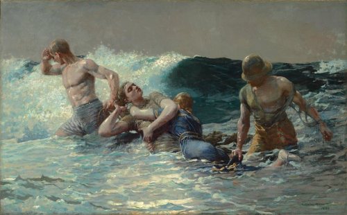 antonio-m:  ‘Undertow’, 1886 by Winslow Homer  (1836-1910). In 1883, Homer witnessed an event near Atlantic City, New Jersey, that inspired this dramatic painting. 