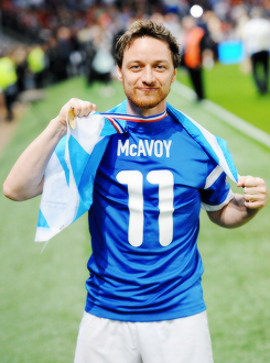 mcavoyclub:  James McAvoy of the Rest of the World celebrates victory in the Soccer Aid 2014 match at Old Trafford on June 8, 2014 in Manchester, England. 