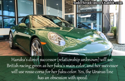  Haruka’s direct successor (relationship unknown) will use British racing green as her fuku&rs
