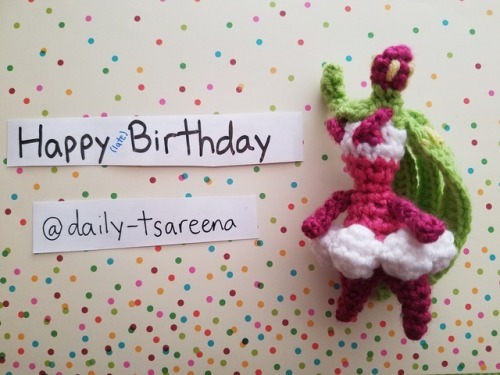 dailypokemonbirthdays:Happy late birthday @daily-tsareena! Oh wow! A crochet Tsareena! She looks sup