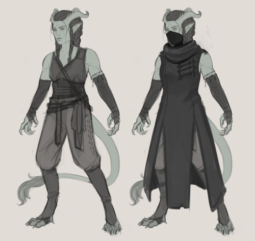 A little collection of sketches I’ve done over the last few months of my Tiefling Barbarian Riza! I 