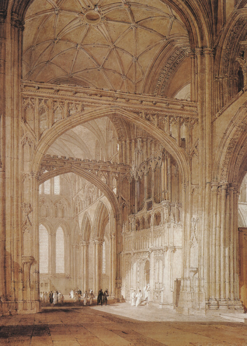 sforzinda: Interior of Salisbury Cathedral: looking towards the North Transept (right), ca. 1802&nd