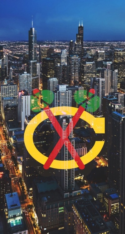 Chicago Blackhawks logo + skyline /requested by @austonmatth3ws/