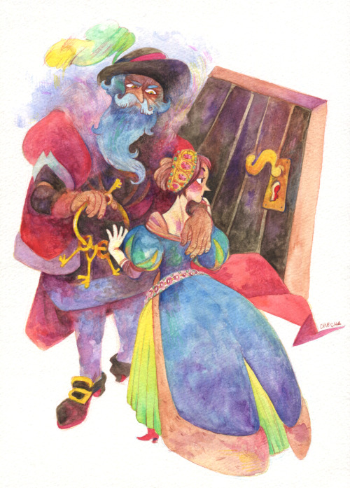 Bluebeard and his wife, for Ari ♥after so long time…I used real watercolors (last two years I