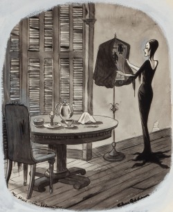 thenearsightedmonkey:  spicyhorror:  The Addams Family by Charles Addams, 1950s  Dear Students, One of the Immortals: Charles Addams. Sincerely, Prof SETI 