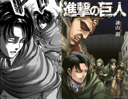 ackersexual:  A new spoiler pic from chapter 72 seems to foreshadow an old cover of Levi’s squad, what’s interesting here is that Mikasa seems to have taken Petra’s place in the formation. (Pulled from 2ch) 