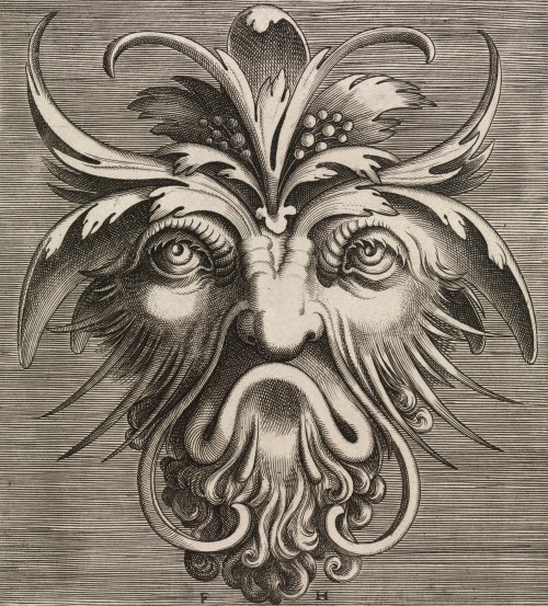 magictransistor:  Frans Huys (After Cornelis Floris), Grotesque mask heads, Antwerp, 1555.