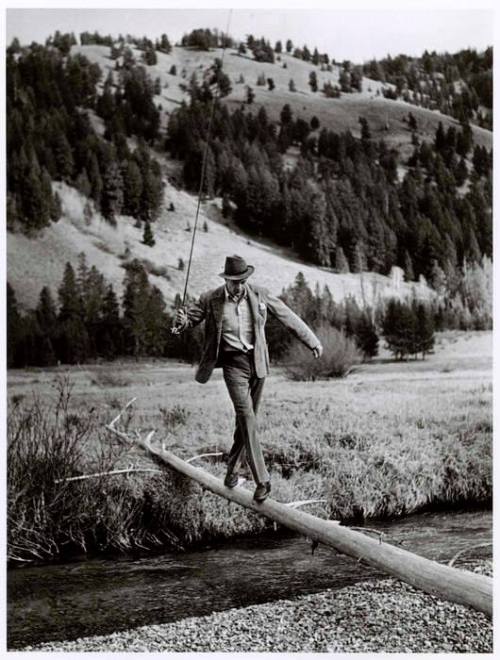 Out west with Robert Capa.There’s Gary Cooper traversing a stream. #FlashbackFriday Robert Cap
