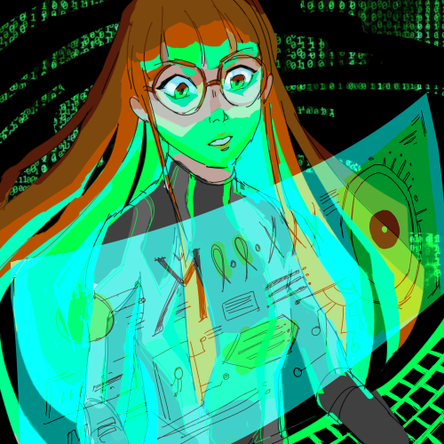 futaba at her computer what will she do