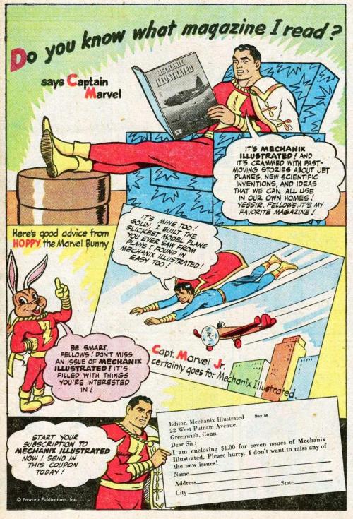 Mechanics Illustrated, featuring Captain Marvel and friends, 1940s