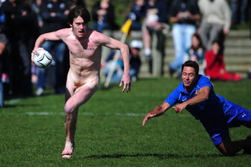 Nude Dunedin Blacks played against Romanian Vampires during the New Zealand 2011 Rugby World Cup.  