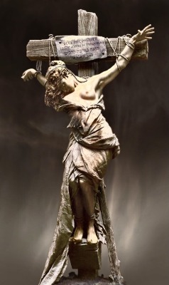 thegreatwound:Christa (1974) by Edwina Sandys • Woman Crucified￼ (1913) by Frantisek