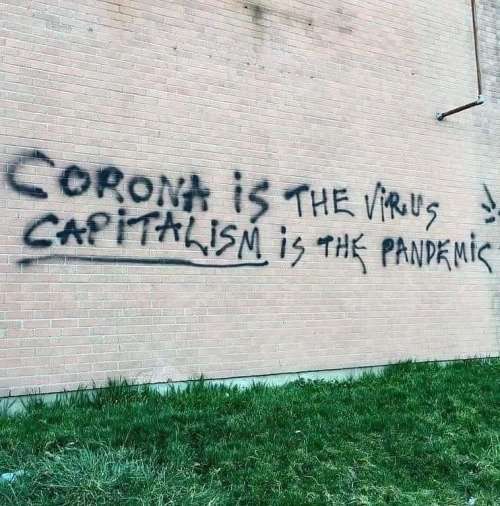 “Corona is the virus. Capitalism is the pandemic"⁠⁠Seen in Chicago