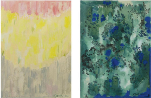 russian-avantgarde-art: Harmony in Blue and Green. Abstract Composition, Natalia Goncharova