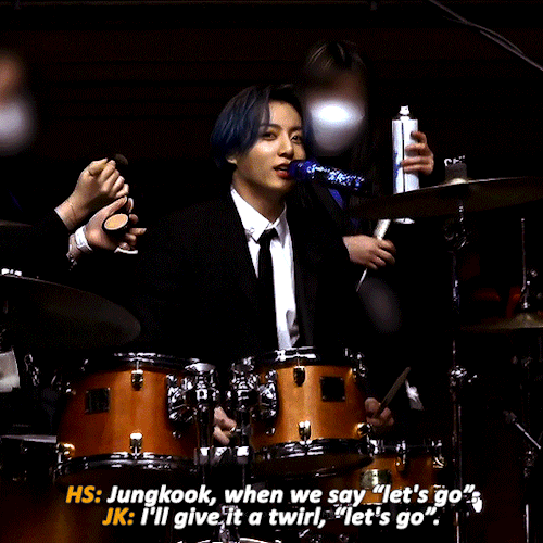 Jungkook Playing The Drums To Dynamite (cr.namuspromised)