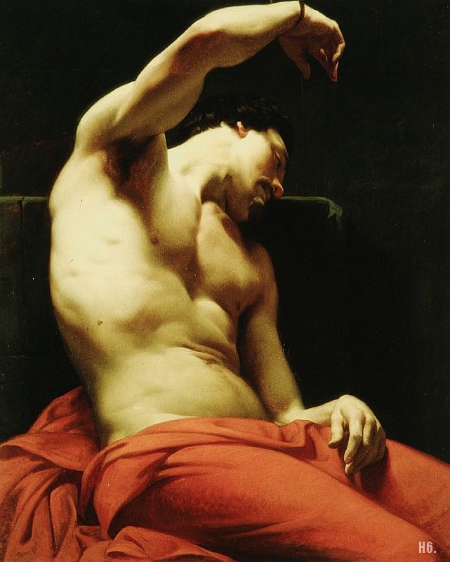 Academic male. 1844. Francois-Leon Benouville. French. 1821-1859. oil on canvas.