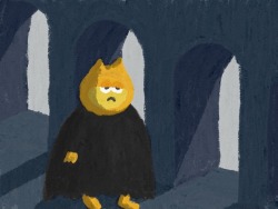sexpigeon: An unwell Garfield in the early hours, wandering his cavernous keep.