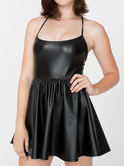 americanapparel:  The NEW Vegan Leather Figure Skater Dress, available NOW 