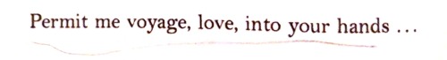 douceurs:[ID: excerpt from “Voyages” by Hart Crane “Permit me voyage, love, into your hands…”]