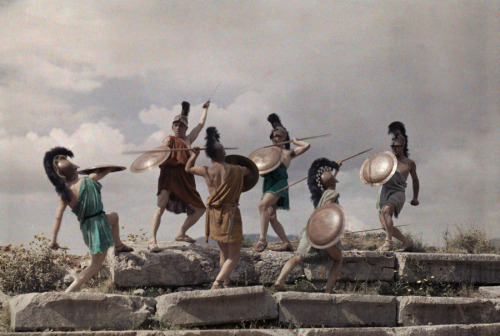 natgeofound:Members of a Salonica youth organization reenact a Macedonian battle, December 1930.Phot